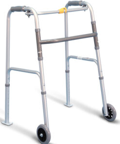 Airgo One Touch Button Folding Walker with 5" Wheels and Glide Skis